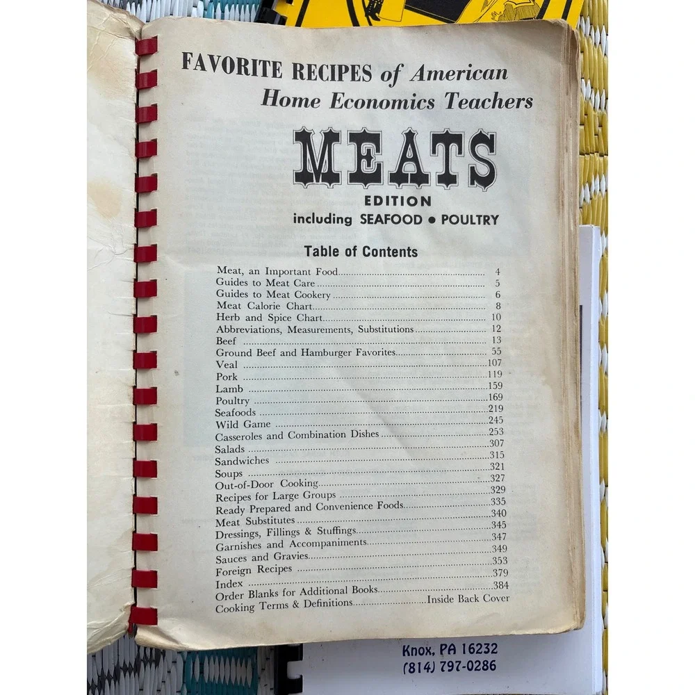 Vintage Community Cookbook Lot 1962 Home Ec Meats Church Recipes PA Collection